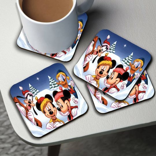 Disney Christmas Mickey Coasters, Minnie, Donald & Goofy Coasters