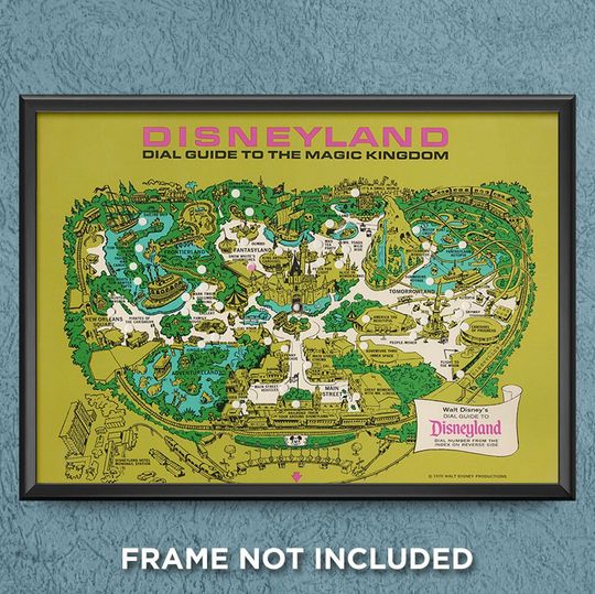 Disneyland Phone Map 1970 Magic Kingdom Premium Matte Vertical Poster