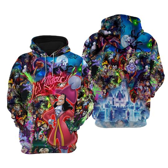 Disney Villains Captain Hook Glitter | Disney 3D Hoodie