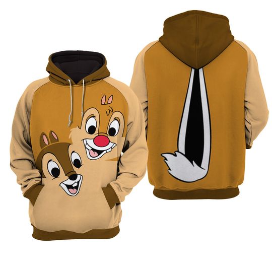 Chip 'n' Dale Raglan Brown Tan Disney 3D Printed Hoodie