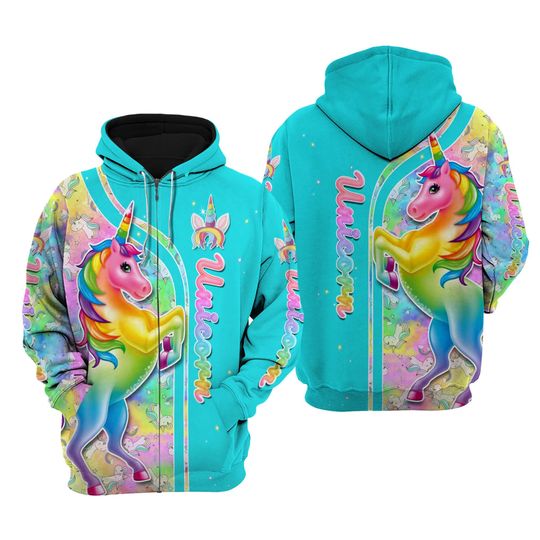 Fluorescent Rainbow Unicorn | Disney 3D Hoodie