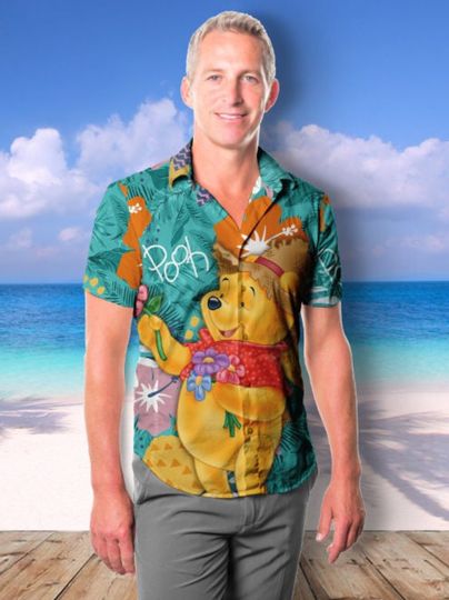 Winnie The Pooh Clear Orange Floral Summer Tropical Disney Hawaiian Shirt