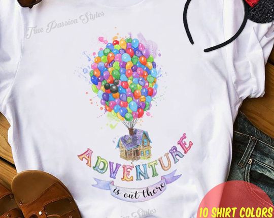 Up Carl and Ellie Disney Shirt, Adventure Is Out There Watercolor Disneyland T-shirt
