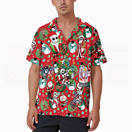 Ornament Jack Skellington Hawaiian Shirt, Nightmare Before Christmas Holiday Shirt, Mickey's Very Merry Disneyland Shirt