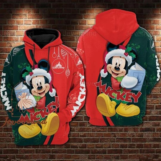 Mickey Christmas Hoodie, Mickey Hoodie, Disney Mickey 3D Hoodie
