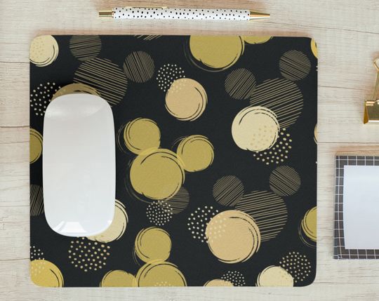 Disney Black & Gold Polka Dots Mouse Pad, Mickey Mouse Pad, Minnie Mouse Pad