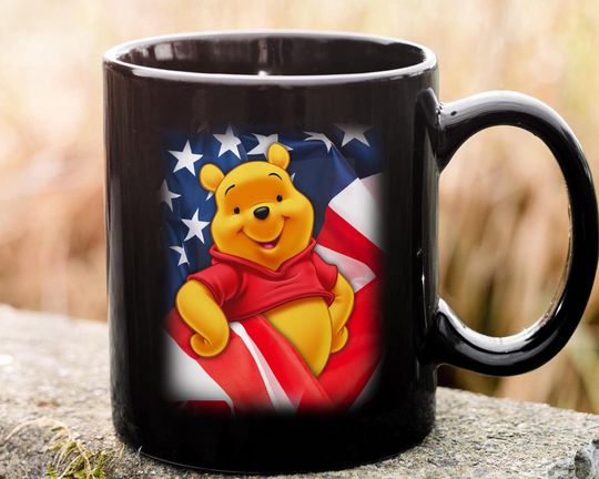 Cute Pooh American Flag Coffee Mug Disney Independence Day Cup