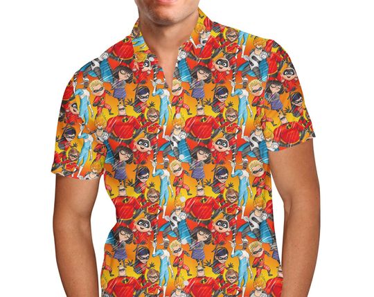 The Incredibles Sketched Disney Pixar Hawaiin Shirt