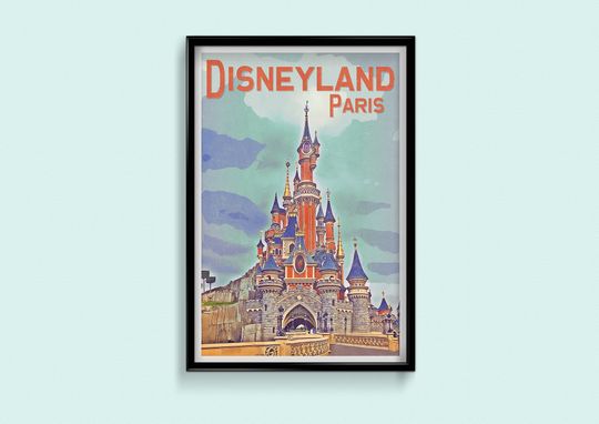 Disneyland Paris Retro Poster, Disney Print, Sleeping Beauty Castle Poster