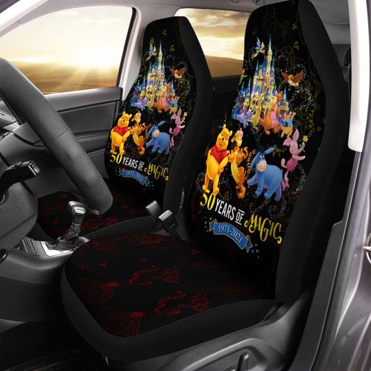 Winnie The Pooh Black Yellow Bling Glitter Disney Car Seats Cover
