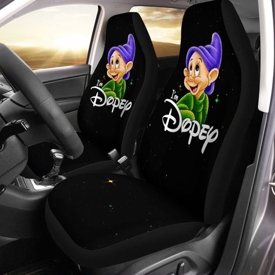 Dopey Purple Green Black White Bling Glitter Disney Car Seats Cover