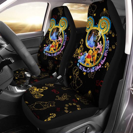 Winnie The Pooh Yellow Blue Black Bling Glitter Disney Car Seats Cover