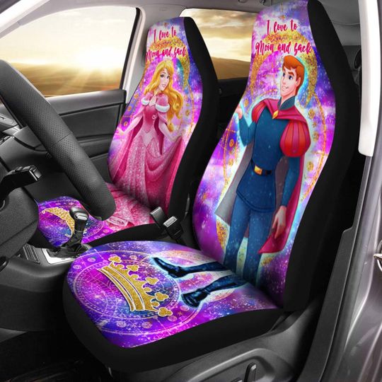 Aurora Princess Rainbow Bling Glitter Disney Car Seats Cover