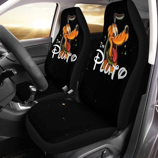 Pluto Orange Black White Bling Glitter Disney Car Seats Cover