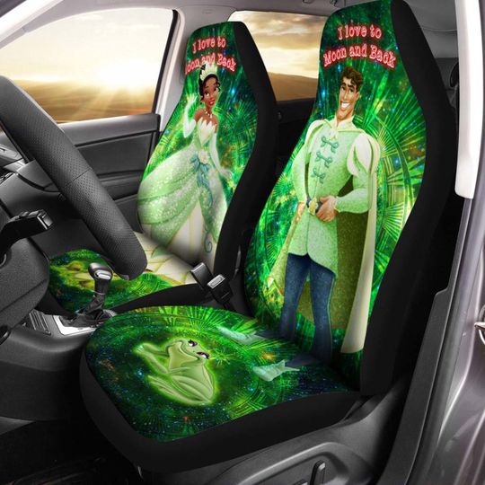 Tiana Princess Green Yellow Brown Bling Glitter Disney Car Seats Cover