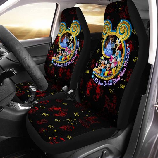 Mickey & Friends Yellow Black Red Blue Bling Glitter Disney Car Seats Cover