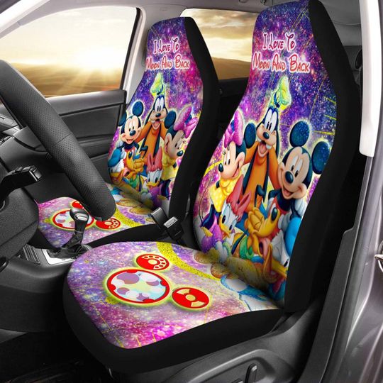 Mickey & Friends Purple Black Orange Bling Glitter Disney Car Seats Cover