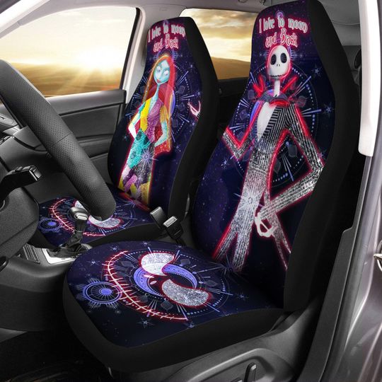Jack skellington Sally Purple Black Red Bling Glitter Disney Car Seats Cover