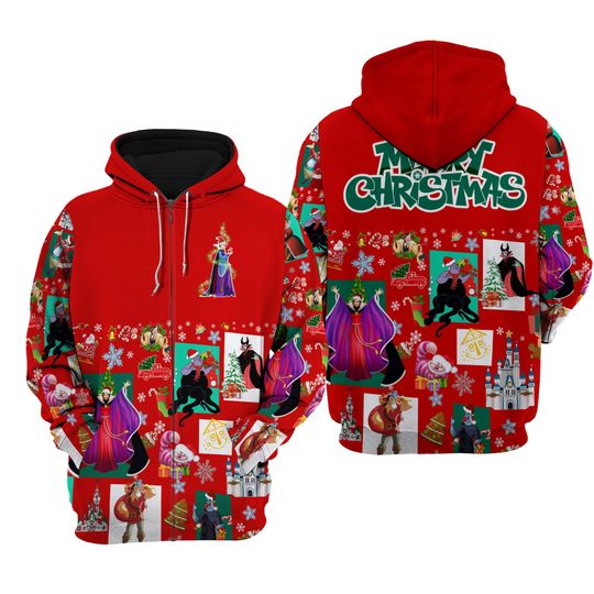 Villains Red Violet Christmas | Disney 3DHoodie