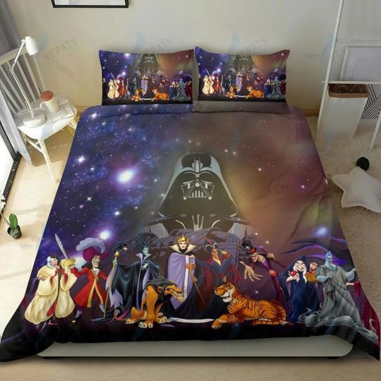 Disney Villians Purple Black Bling Star Nature Bedding Set
