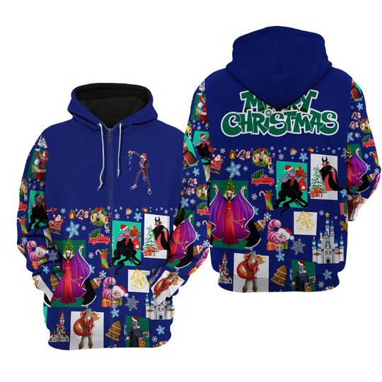 Villains Blue Christmas Disney 3D Hoodie