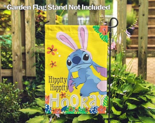 Disney, Easter Bunny Stitch Garden Flag