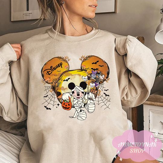 Vintage Disney Halloween Sweatshirt, Mickey Skeleton Sweatshirt