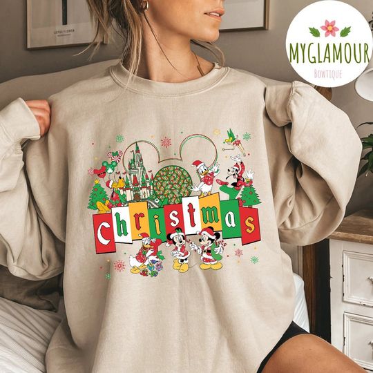 Discover Vintage Disney Christmas Sweatshirt, Vintage Mickey And Minnie Christmas Sweatshirt