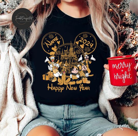 Personalized Mickey & Friends Disney Trip 2024 shirt, Disney Happy New Year