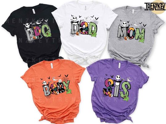 The Nightmare Group Shirts, Disney Halloween Matching Tee Jack & Sally Oogie Boogie Lock Mayor Halloween Birthday