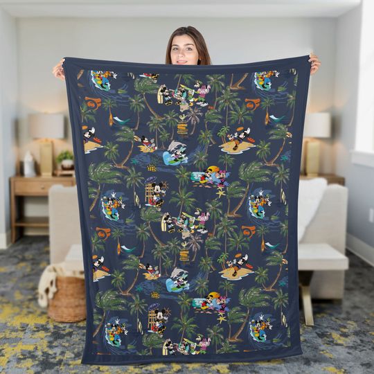 Mickey And Friends Throw Blanket, Aloha Disney Mickey Fleece Blanket