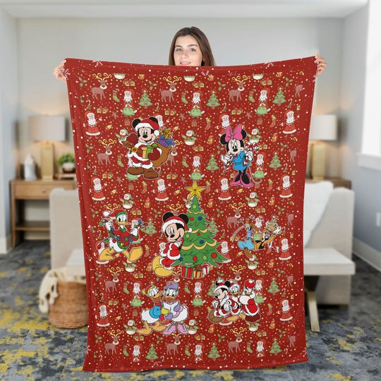 Santa Mickey Cozy Blanket, Red Disney Sherpa Fleece Blanket