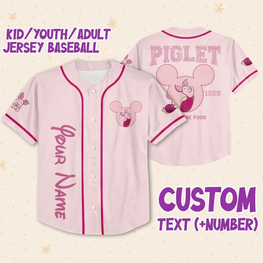 Personalize Winnie The Pooh Piglet, Custom Disney Baseball Jersey