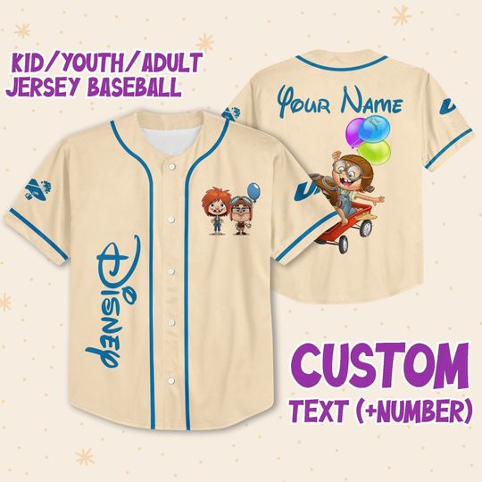 Personalized Disney UP Kid Ellie And Carl, Custom Baseball Jersey