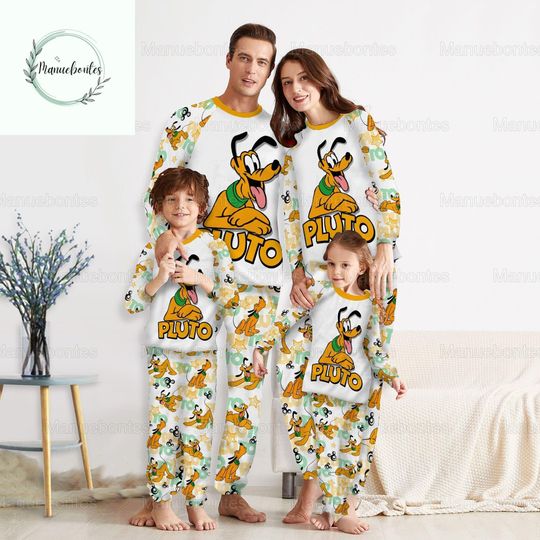 Christmas Disney Pluto Dog Pajamas Family, Pluto Dog Matching Pajamas