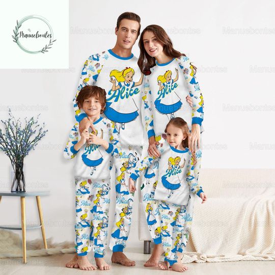Christmas Disney Alice Pajamas Family, Alice In Wonderland Matching Pajamas Set