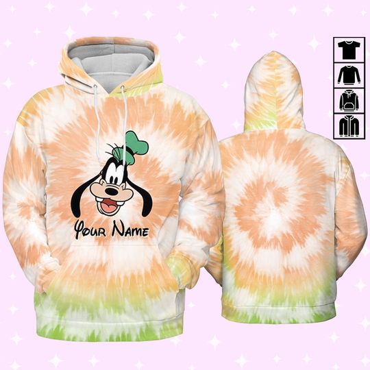 Custom Goofy Tie Dye Hoodie, Gift for Disney Fans, Disney Goofy