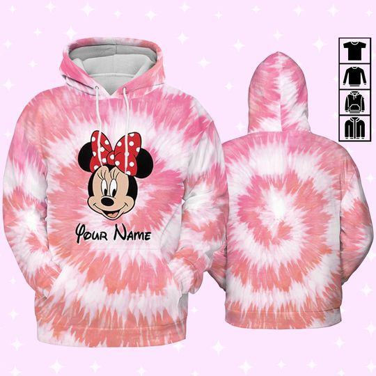 Custom Minnie Mouse Tie Dye Hoodie, Gift for Disney Fans