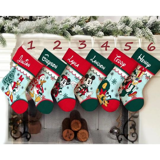 Personalized Mickey And Friends Disney Christmas Stocking, Family Christmas Stocking