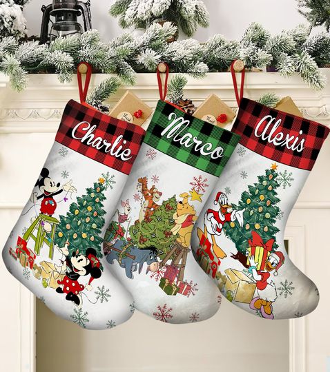 Personalized Mickey And Friends Disney Christmas Stocking, Family Christmas Stocking