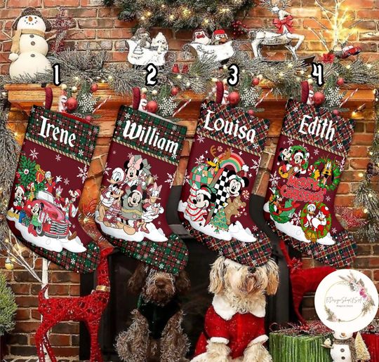 Personalized Mickey And Friends Disney Christmas Stocking, Family Christmas Stocking