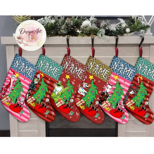Personalized The Nightmare Before Christmas Disney Christmas Stocking, Family Christmas Stocking