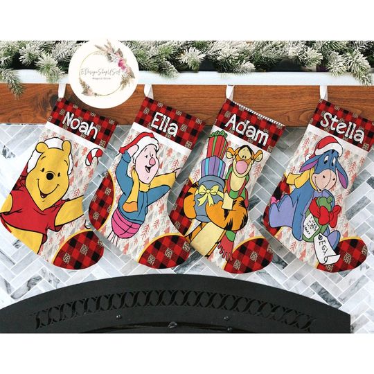 Personalized Winnie The Pooh And Friends Disney Christmas Stocking, Family Christmas Stocking