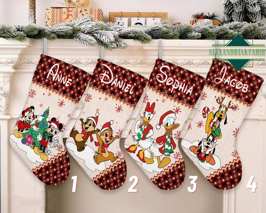 Personalized Mickey And Friends Disney Christmas Stocking, Family Christmas Stocking