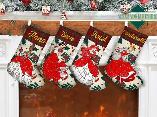 Personalized Disney Princess Christmas Stocking, Family Christmas Stocking