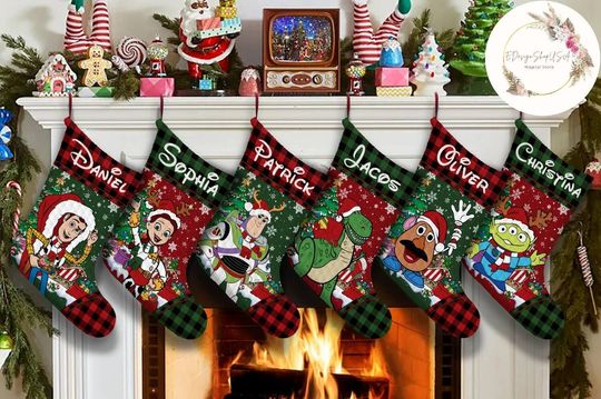Personalized Toy Story Disney Christmas Stocking, Family Christmas Stocking