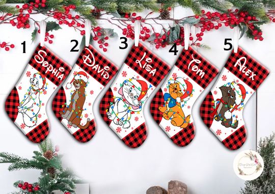 Personalized Disney Cats Christmas Stocking, Family Christmas Stocking