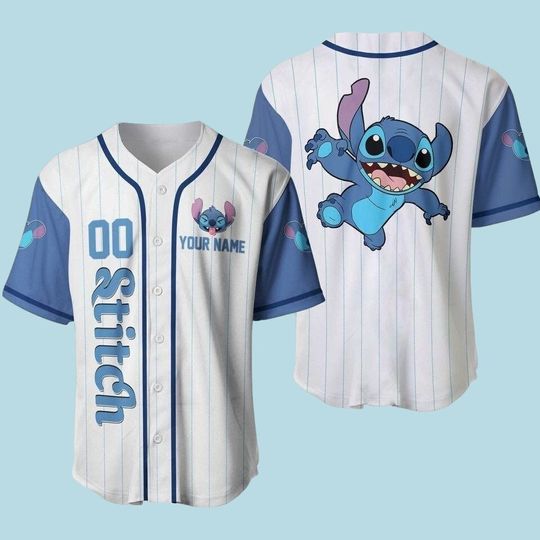 Discover Personalized Disney Stitch Baseball Jersey, Cartoon Character Jersey