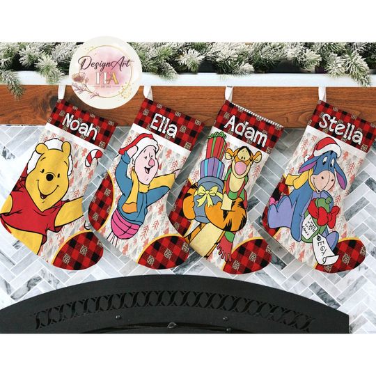 Personalized Winnie The Pooh Disney Christmas Stocking, Family Christmas Stocking