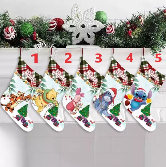 Personalized Winnie The Pooh Disney Christmas Stocking, Family Christmas Stocking